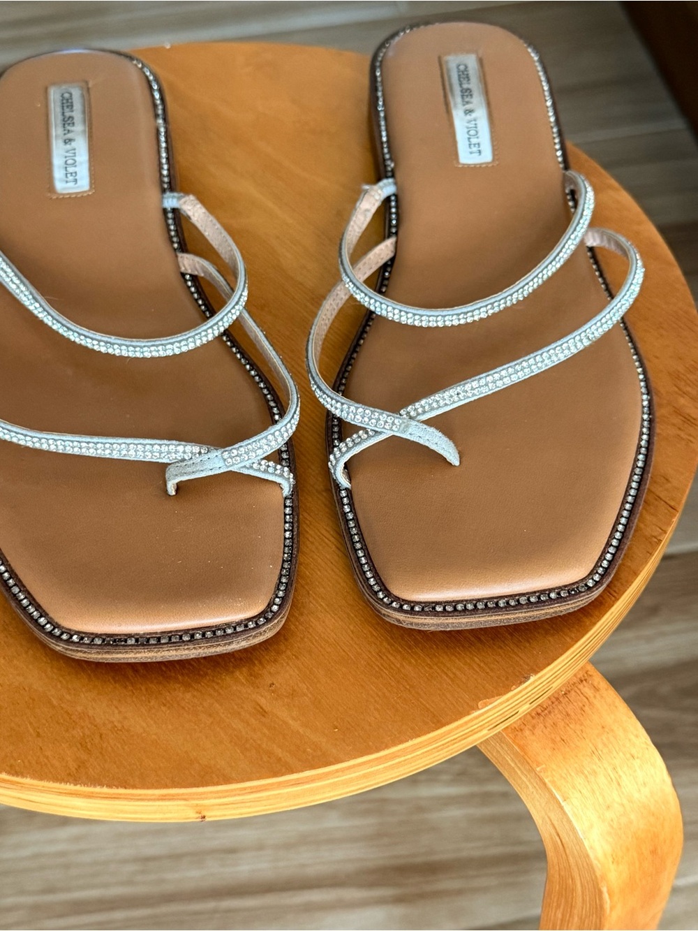 Chelsea & Violet Women's Tan Sandal with Silver Straps - Picture 2 of 4